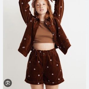 Madewell Daisy Embroidered Corduroy Shorts